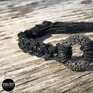 Black HEMP & LAVA BEAD Grounding Bracelet Unisex